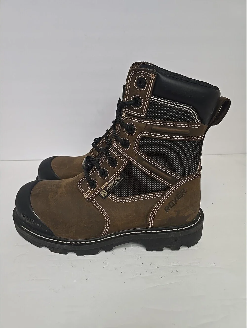 Royer Men's 8'' Metal-Free Comp Toe Comp Plate Work Boots 8680FLX Brown 9M
